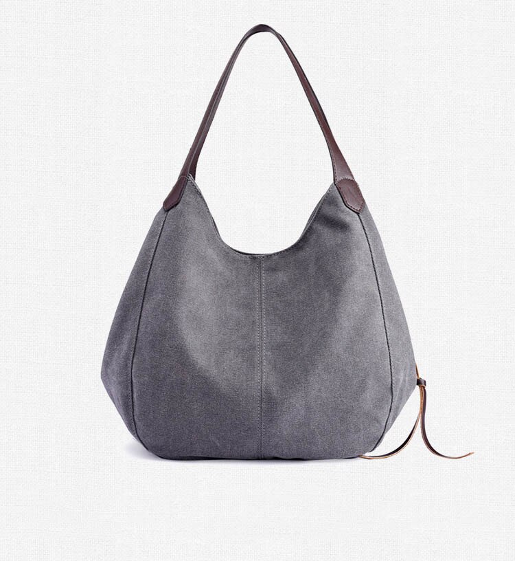 Vrouwen Canvas Handtassen Vrouwelijke Zwervers Enkele Schoudertassen Vintage Solid Multi-pocket Dames Bakken Bolsas