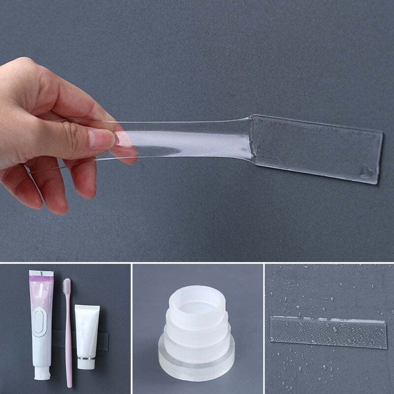 Double-Sided Nano Magic Tape Double Sided Tape Transparent NoTrace Reusable Waterproof Adhesive Tape Cleanable Home Gekkotape