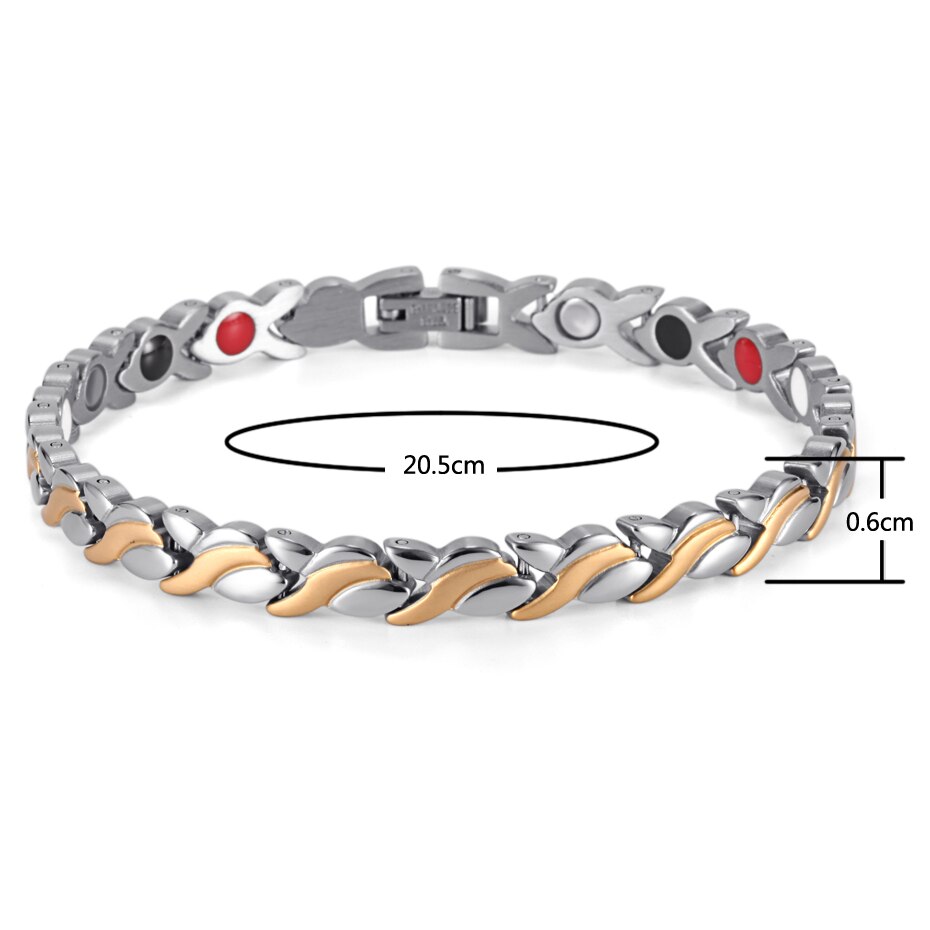 RainSo Female Charm bracelet Germanium Link Chain Health Magnetic Bracelet For Women Bio Energy Jewelry for Arthritis