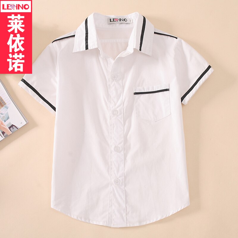 Primary School Students School Uniform Blouse Cotton Shirt Boys Top Kindergarten Short-sleeve Shirt