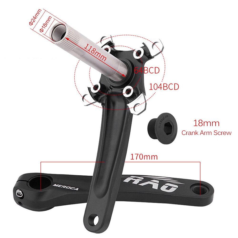 Mountainbike Rechts Links Crank Armen Enkele Crank Ring Trapas Set 170Mm 104BCD Aluminium Fiets Crankstel 8-12 Speed