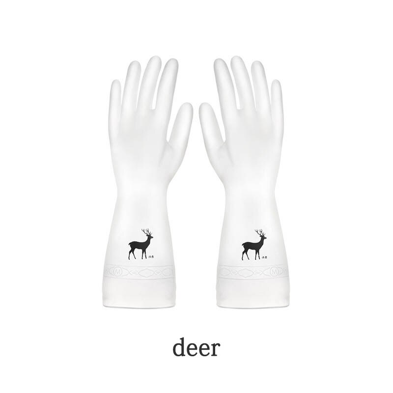 1 Pair Waterproof Household Cleaning Tools Cleaning Glove Kitchen Silicone Dish Washing Gloves Portable Garden Cleaning Gloves: deer / M