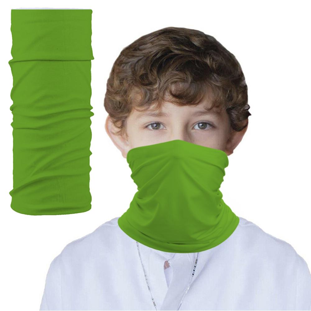 Multi Function Kids Scarf Snood Face Cover Neck Gaiter Bandana for Cycling Hiking Sport Outdoor, Washable and Reusable: green