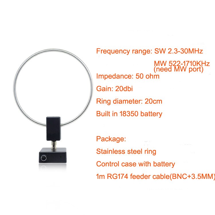 GA450 Loop Antenna SDR Short Medium Wave HF Radio VOA Antenna SW 2.30-30MHz MW 522-1710KHz For Malachite SDR radio Tescun