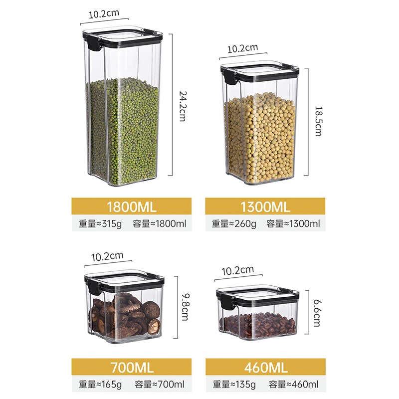460-1800ml set stackable kitchen sealed cans plastic food storage boxes multigrain cans dried fruit tea storage containers