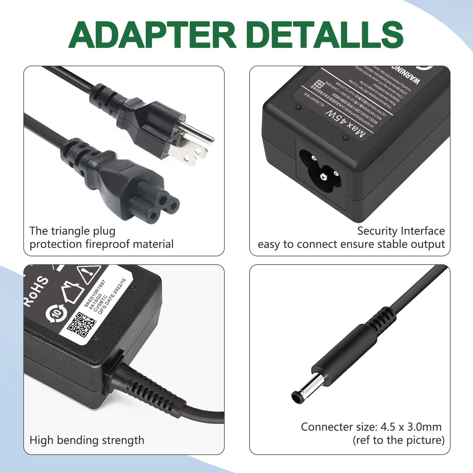 65W Charger for Dell Laptop Charger,AC Adapter for Dell Inspiron 15 3000 5000 Series Laptop Power Supply Cord