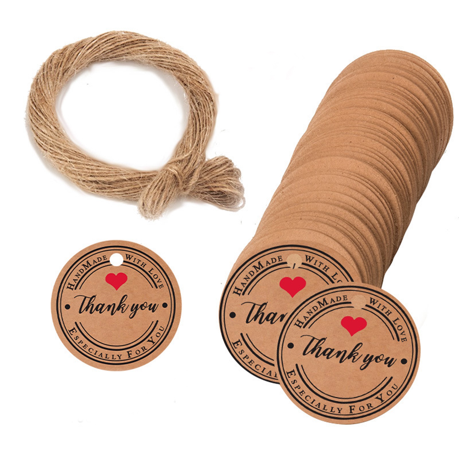 100PCs Kraft Paper Tag Label With Jute Rope Thank You For Celebrating Labels Handmade For Wedding Party Decoration Card: 8