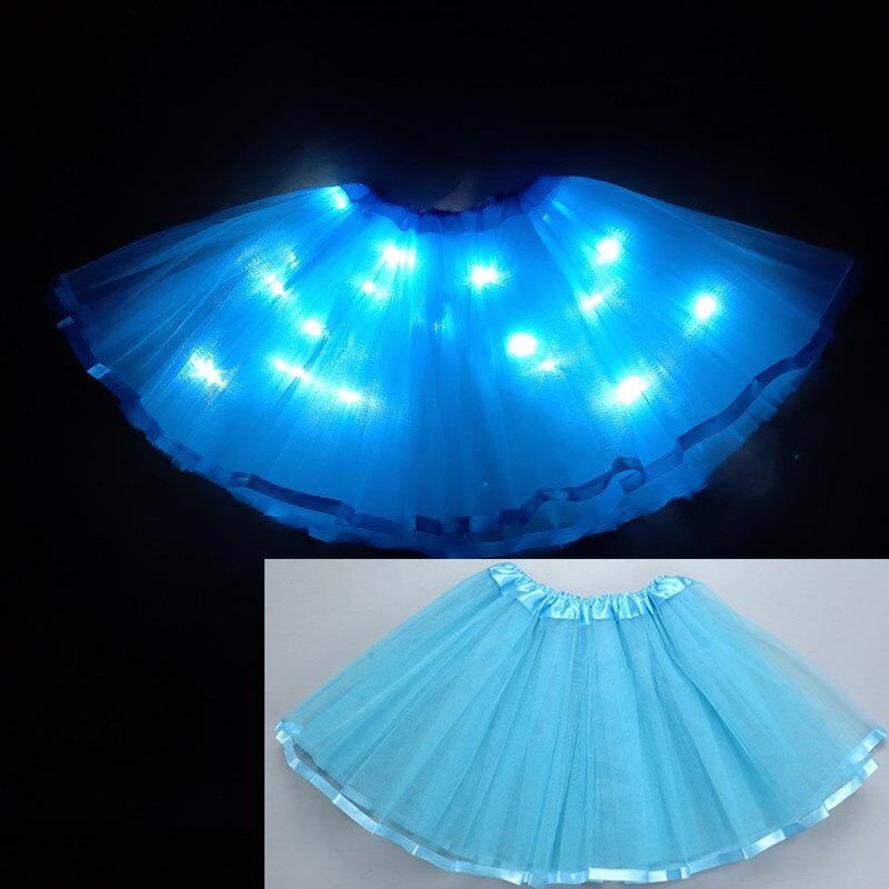 Jaar licht led meisje kinderkleding tutu rok prinses feest tutu's tule pettiskirt kind ballet dans kerst paars: Hemelsblauw