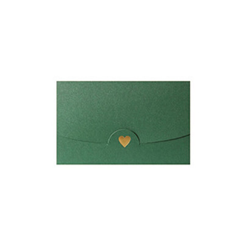 50PCS Heart envelopes Love Button Envelope Kraft Paper Card Handmade String Romantic Colorful Letter 10*7CM: Dark Green