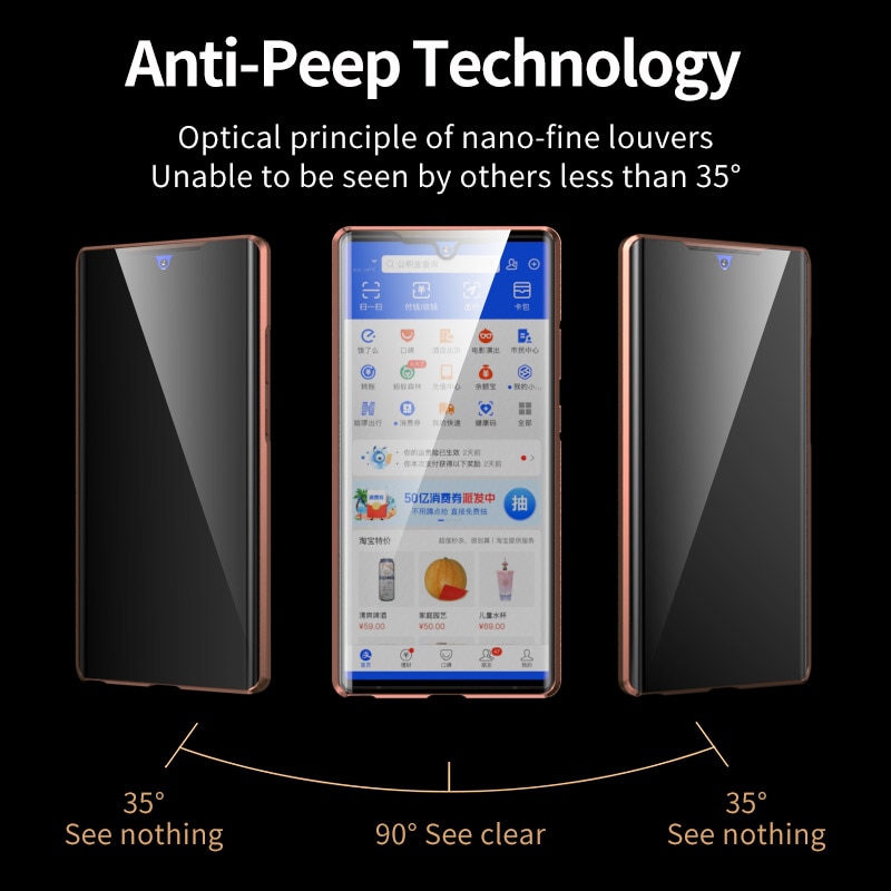 Adsorbimento magnetico Privacy Cassa di Vetro Per Samsung galaxy Note 20 Ultra Caso di Doppio Vetro Laterale In Metallo Telaio di Copertura di Protezione