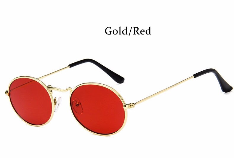 Leonlion Vrouwen Zonnebril Retro Metalen Ovale Zonnebril Mannen Zonnebril Vintage Vrouwelijke Shades: Gold Red