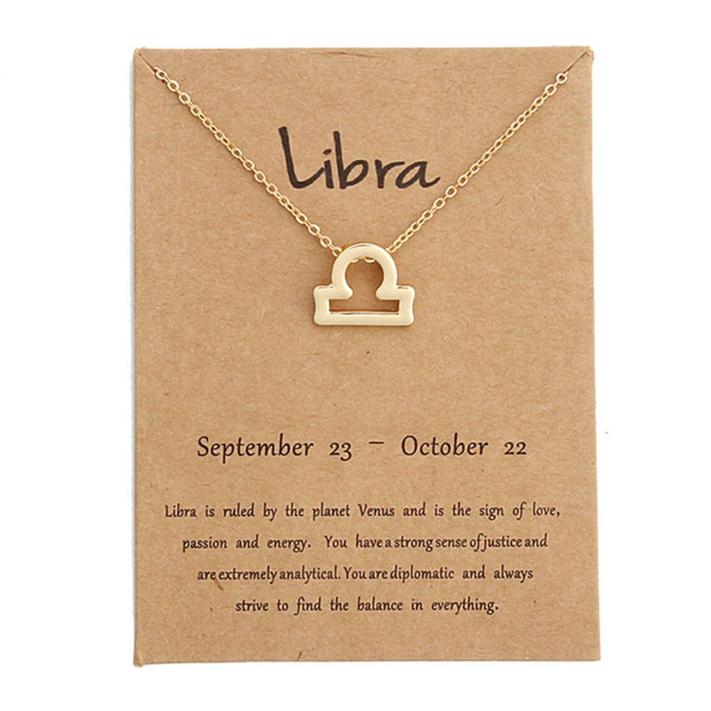 12 Constellation Pendant Necklace Zodiac Sign Necklace Birthday Message Card for Women Girl Jewelry Arrivals: Libra