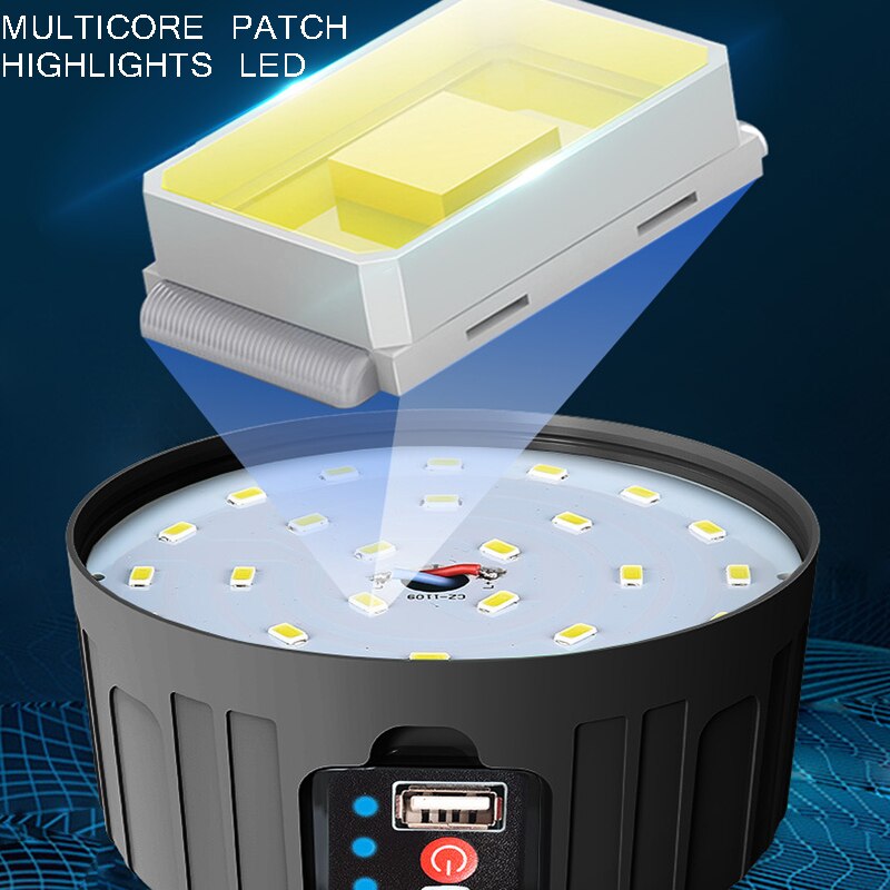 Portable Camping LED Lantern Lamp Outdoor Waterproof Top Hook Compact Rechargeable Tent Light For Camping Fishing Lamp