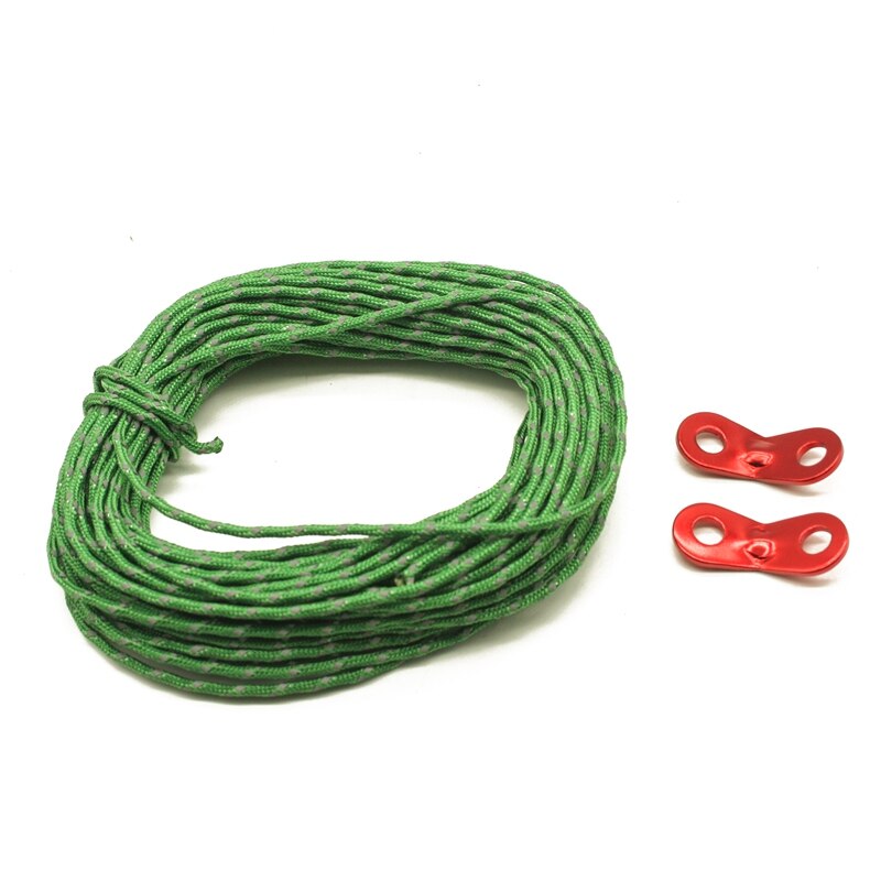 Cuerda fluorescente para tienda de campaña, cuerda de nailon de poliéster que brilla en la noche, para encuadernar, accesorios de acampada al aire libre, senderismo, accesorio para exteriores, 15M: green