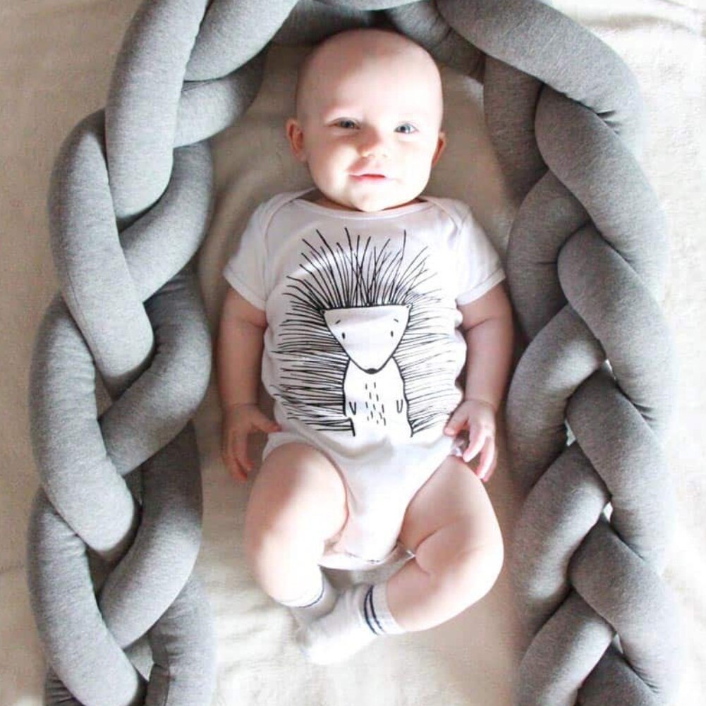 1pc nyfødte baby seng krybbe kofanger beskytte pude knyttet flettet plys børnehave vugge dekor
