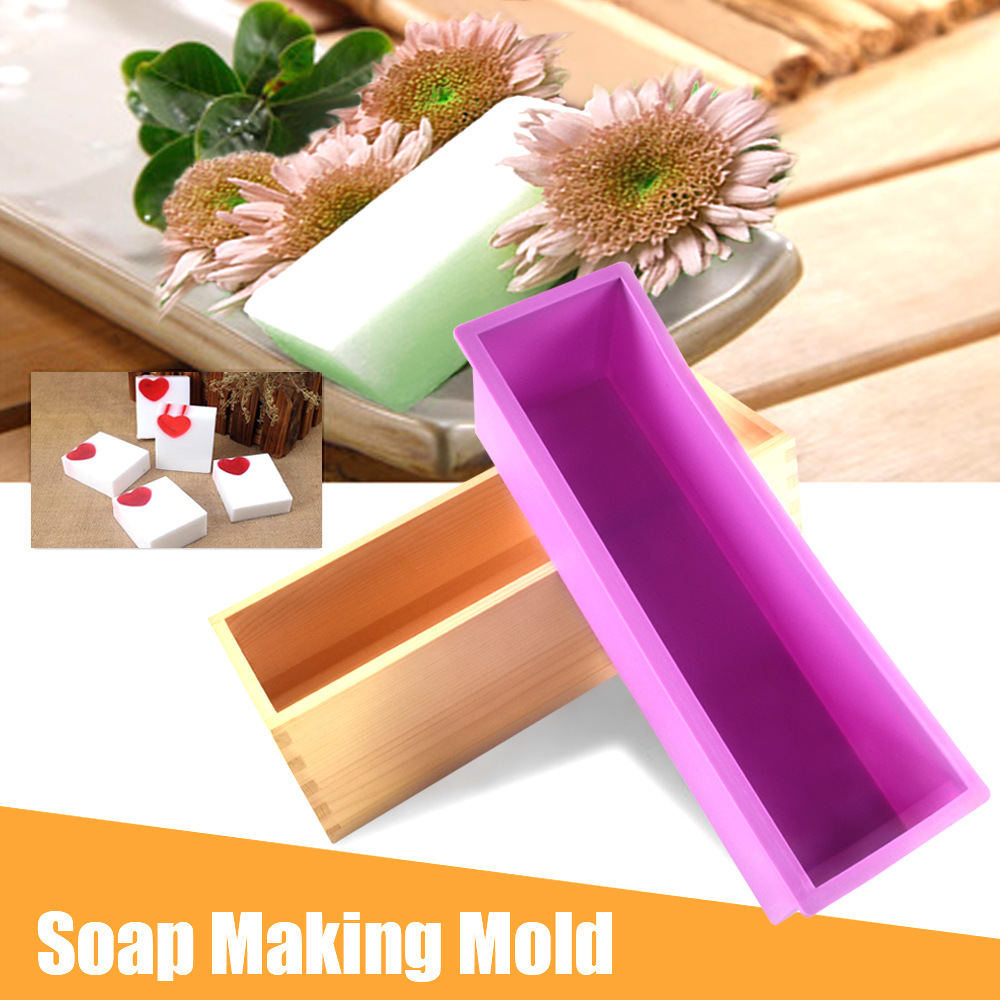1.2L Silicone Soap Mold Flexible Rectangular Loaf Mold Wood Box Soaps Making DIY Tool for Soap Cake Making 42oz