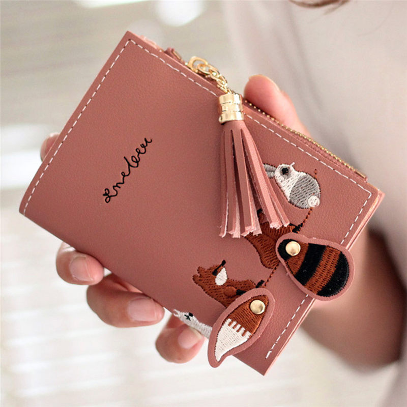 Kvinner rev katt kort lommebok dusk mynt veske kortholdere håndveske dame lommebok clutch portfel cuzdan billetera carteira 40 ma 19