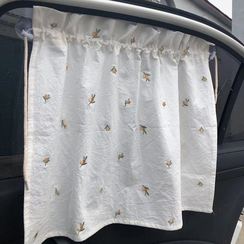 Baby-autogordijn Zonwering Zonnescherm voor kinderen UV-bescherming Gordijn Kawaii Geborduurde Beer Winkelwagen Accessoires: Blauw