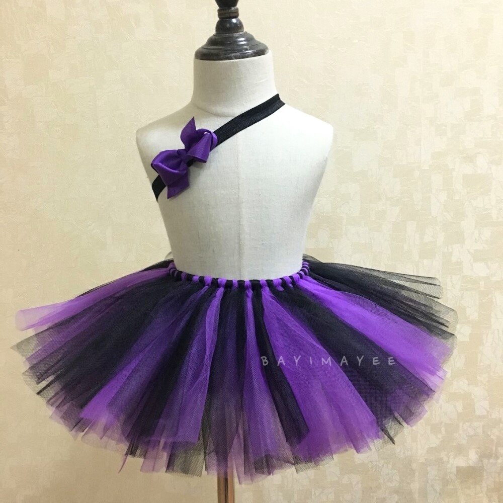 Leuke Meisjes Zomer Tutu Rokken Baby Paars Zwart Tulle Rokken Ballet Pettiskirt Tutu met Boog Hoofdband Kids Party Rokken Kleding