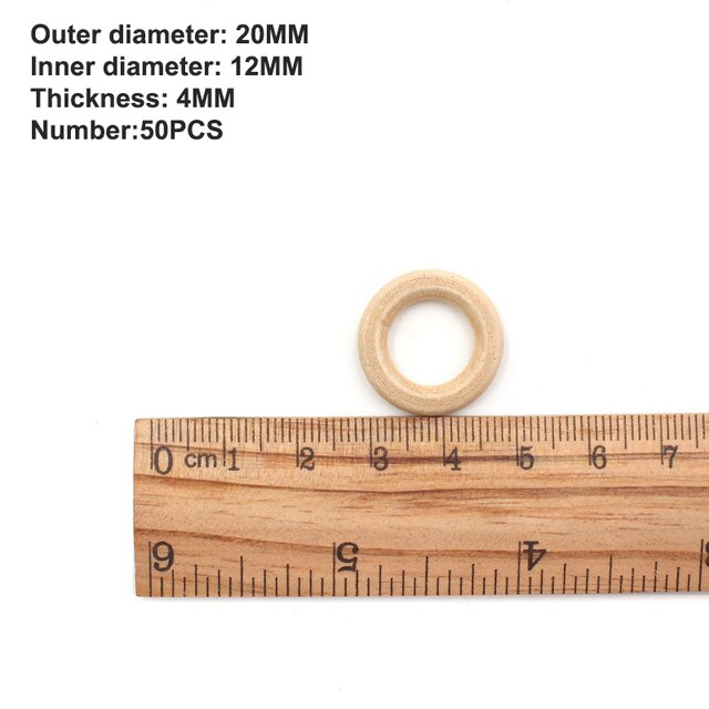 15-100mm Unfinished Wooden Rings for Crafts Natural Wood Rings DIY Wood Hoops Ornaments Connectors Jewelry Making Ring Pendant: 20mm 50pcs