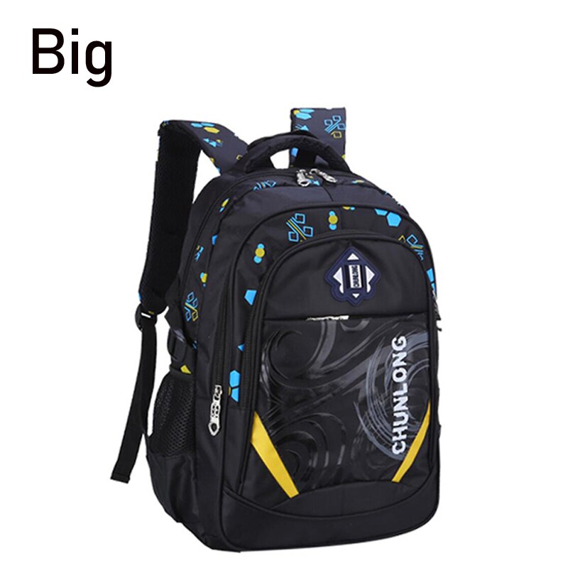 Enfants sacs d'école pour garçons école primaire sac à dos enfant grande capacité enfants cartable filles BookBag étanche 1-3-6 Grade: Big Black