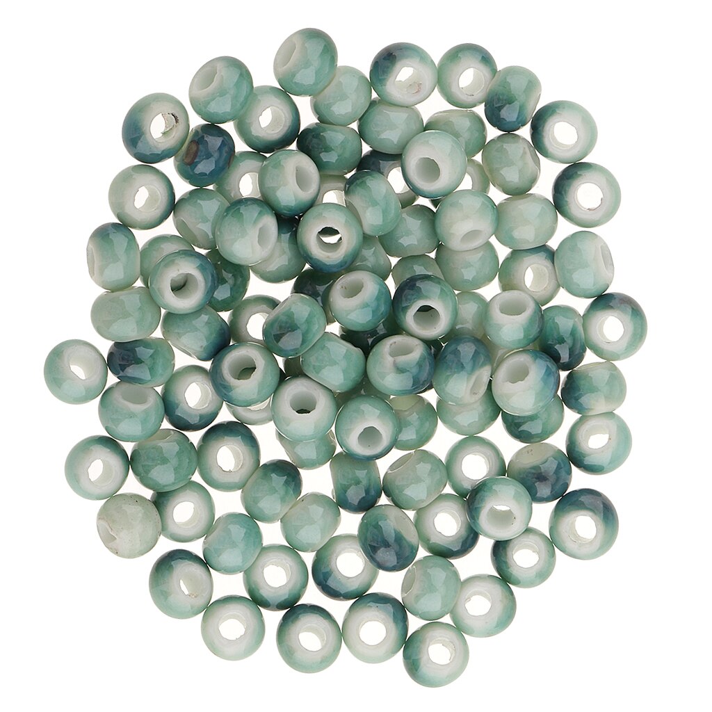 100 stk keramiske porcelænsperler - mellemperler - - smykkedel -: Farve 2