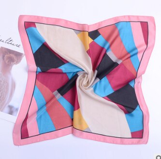 53 x 53 geometritryck flygvärdinna tryck dam siden twill halsduk satin fyrkantig slips dam foulard femme handduk bufanda sjal: 1