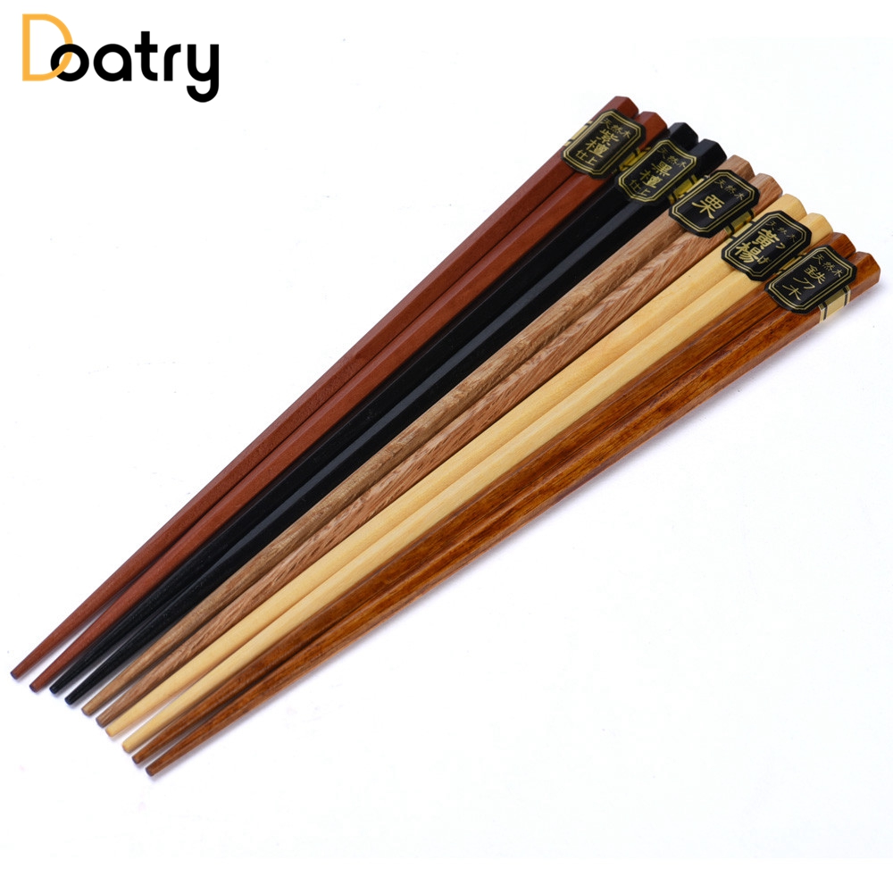 Doatry 5 Pairs Japanse Koreaanse Herbruikbare Eetstokjes Natuurlijke Beukenhout Eetstokjes Chinese Set Handgemaakte Pack