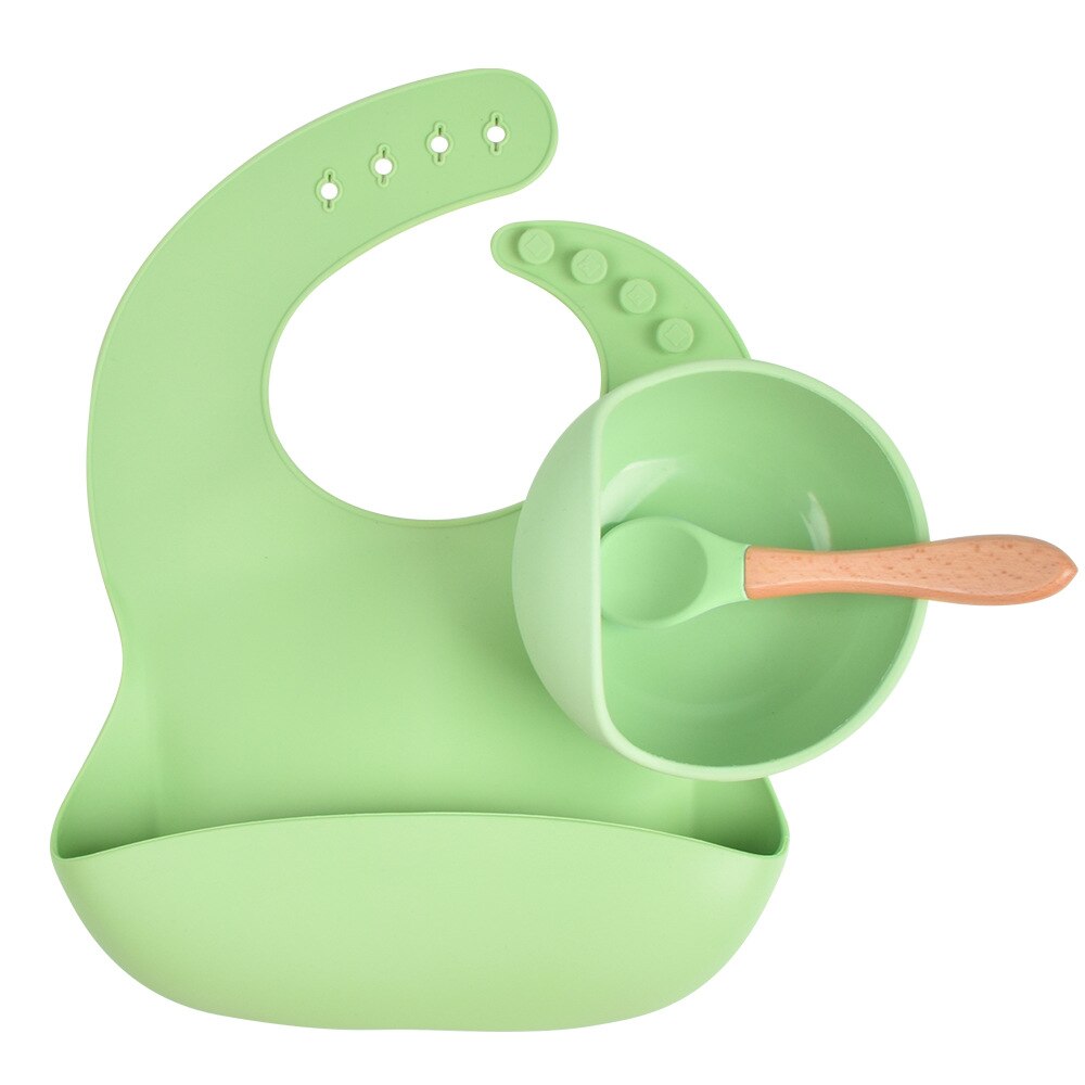 1set Silicone Bib Feeding Set Baby Bowl Tableware Waterproof Spoon Non-Slip BPA Free Silicone Portable Tableware for Children: Y3