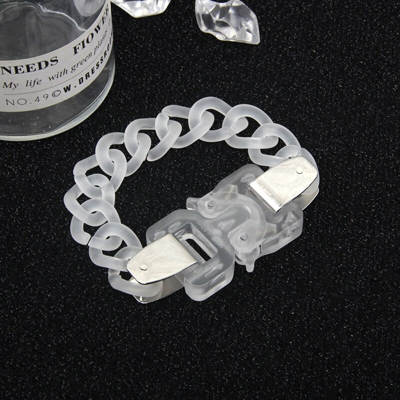 Hangzhi Cool Guy Individuality Hip Hop Transparent Acrylic Chain Choker Necklace for Women Man Couple Accessories: B