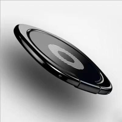 Vingerringhouder Magnetische ultradunne telefoonhouder voor iPhone Luxe metalen draaibare vingerring Mobiele telefoonhouder Standgreep: Black