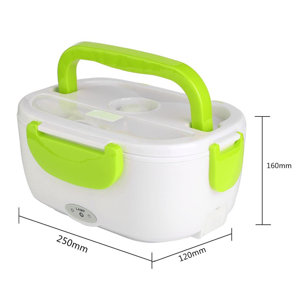 12V 110V 220V Lunch Box Food Container Electric Heating Food Warmer For Children Kids School Office Car Portable Bento Box: Green / US plug 110V / Stainless Liner