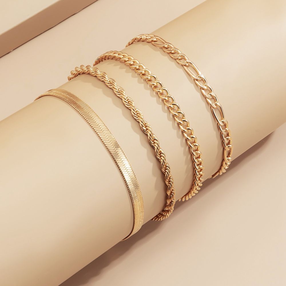 6pcs/4pcs nuova combinazione a catena geometrica fatta a mano della catena della corda della spiaggia a più strati ha messo i gioielli della catena del serpente Punk di Boho dell'oro di estate