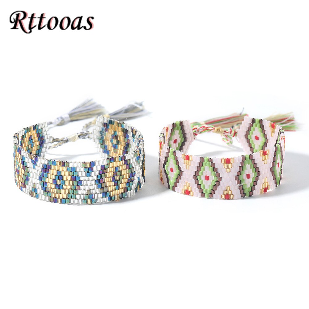 Rttooas grande Bracelets géométries MIYUKI perlé Bracelets porte-bonheur bohème pour les femmes: 5