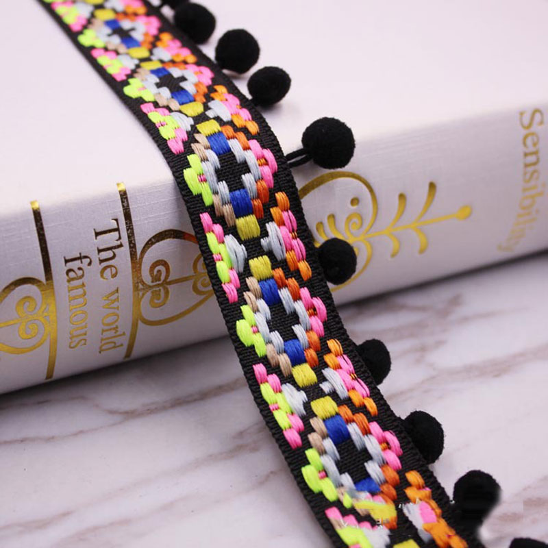 Pompón con flecos para decoración de cortinas, borlas de tela, adornos de encaje con flecos, accesorios de costura DIY, 1 yarda por lote: múltiple