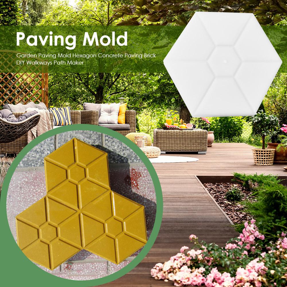 Garden Paving Mold Hexagon Concrete Paving Brick DIY Walkways Path Maker