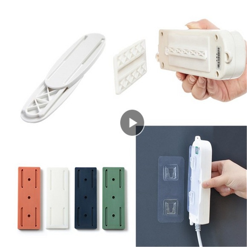 Plug Haak Naadloze Punch Gratis Plug Sticker Houder Muur Fixer Power Strip Houders Opslag Sockets Muur Plank Stand Houder Hanger