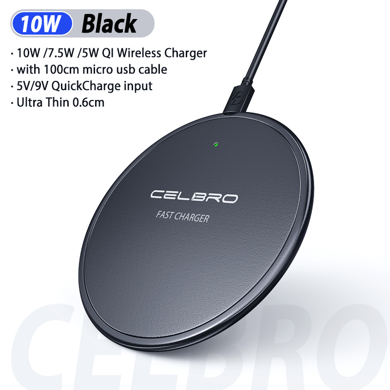 10W Qi Draadloze Oplader Draadloze Telefoon Lading Pad Quick Charge Pad Mobiele Telefoon Oplader voor iPhone 11 Pro Max xiaomi Note 10 Pro: Black