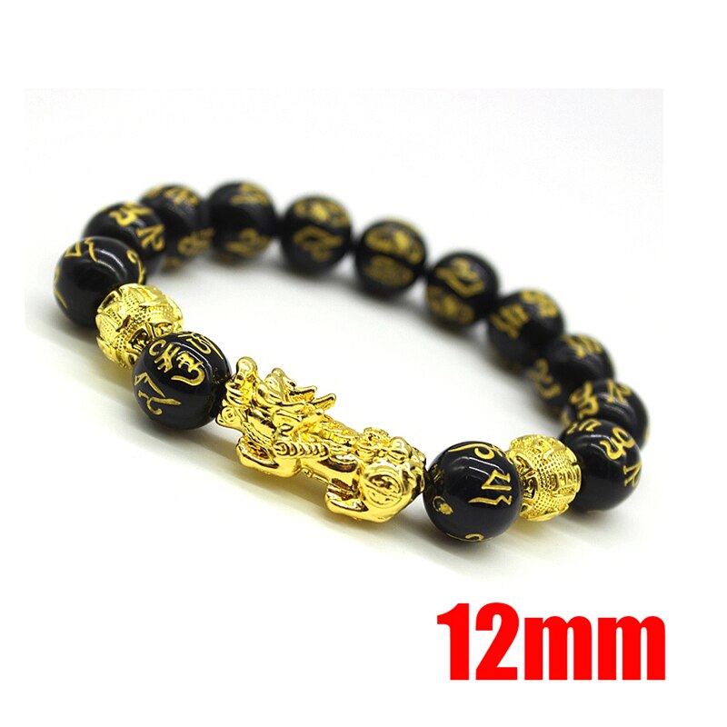 1Pc Feng Shui Schwarz Obsidian Armbinde Gold Schwarz Pixiu Armbinde Reichtum Glück Drachen Glas Schmuck unisex Amulett Armbinde