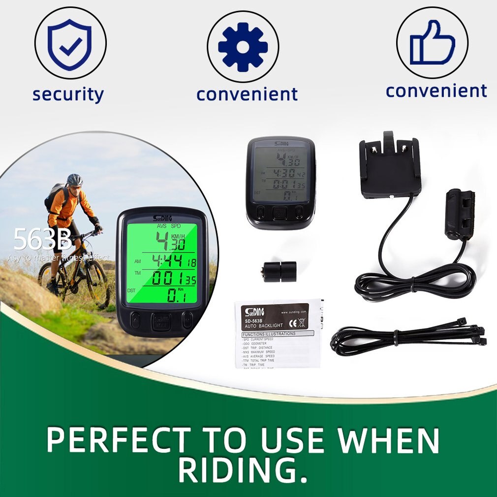 Cycle Bicycle Bike LCD Computer Odometer Speedometers With Backlight