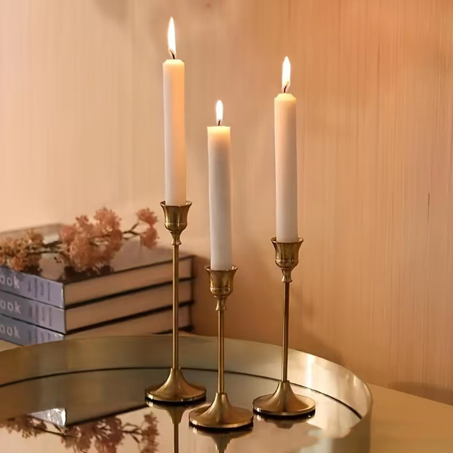 3er-einstellen Jahrgang-Tischkerzenhalter aus elegantem Metall und Aluminium, geeignet für Hochzeitstag, Heim- und Hoteldekoration