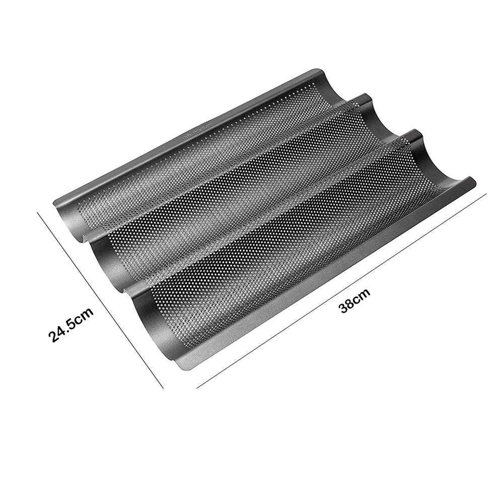 French Bread Mold for Baking Bread Wave Baking Tray Practical Cake Pan Baguette Mold 3 Grooves Waves Kitchen Bread Baking Tool: Default Title