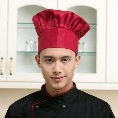 chef sombrero hotel uniforme chef uniforme restaurante sombrero cocinero uniforme chef ropa de trabajo servicio de comida: Dorado