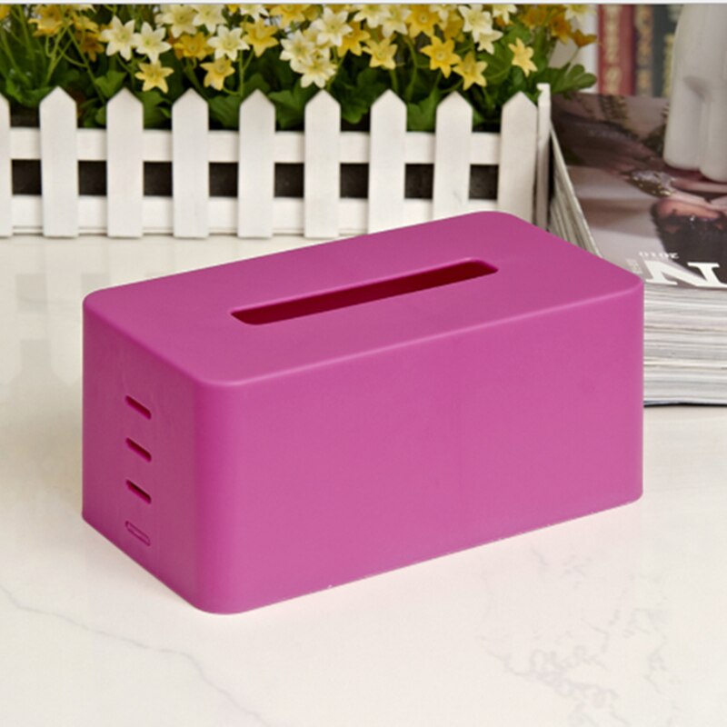 Colorful Plastic Tissue Box Modern Paper with Oak Home Car Napkins Holder Case Home Organizer Decoration Tool Paper Storage Tray: rose red