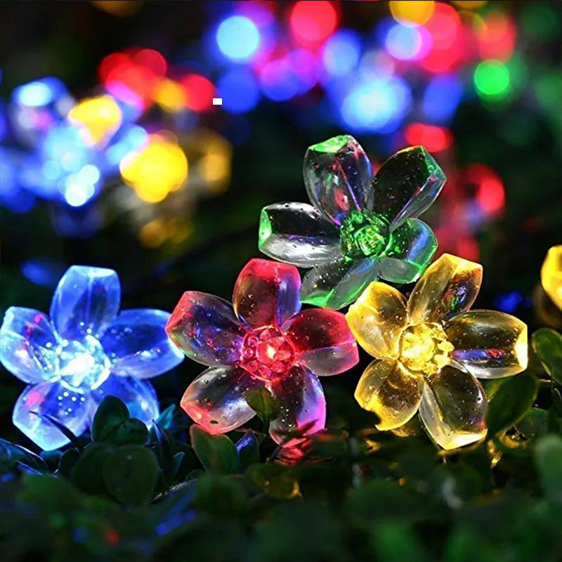 Solar Garden Light Led Flower Lighting Fairy String Lights Outdoor Christmas Chain Lamp Blossom Festoon Party Home Decoration: ROSE / 16-20W