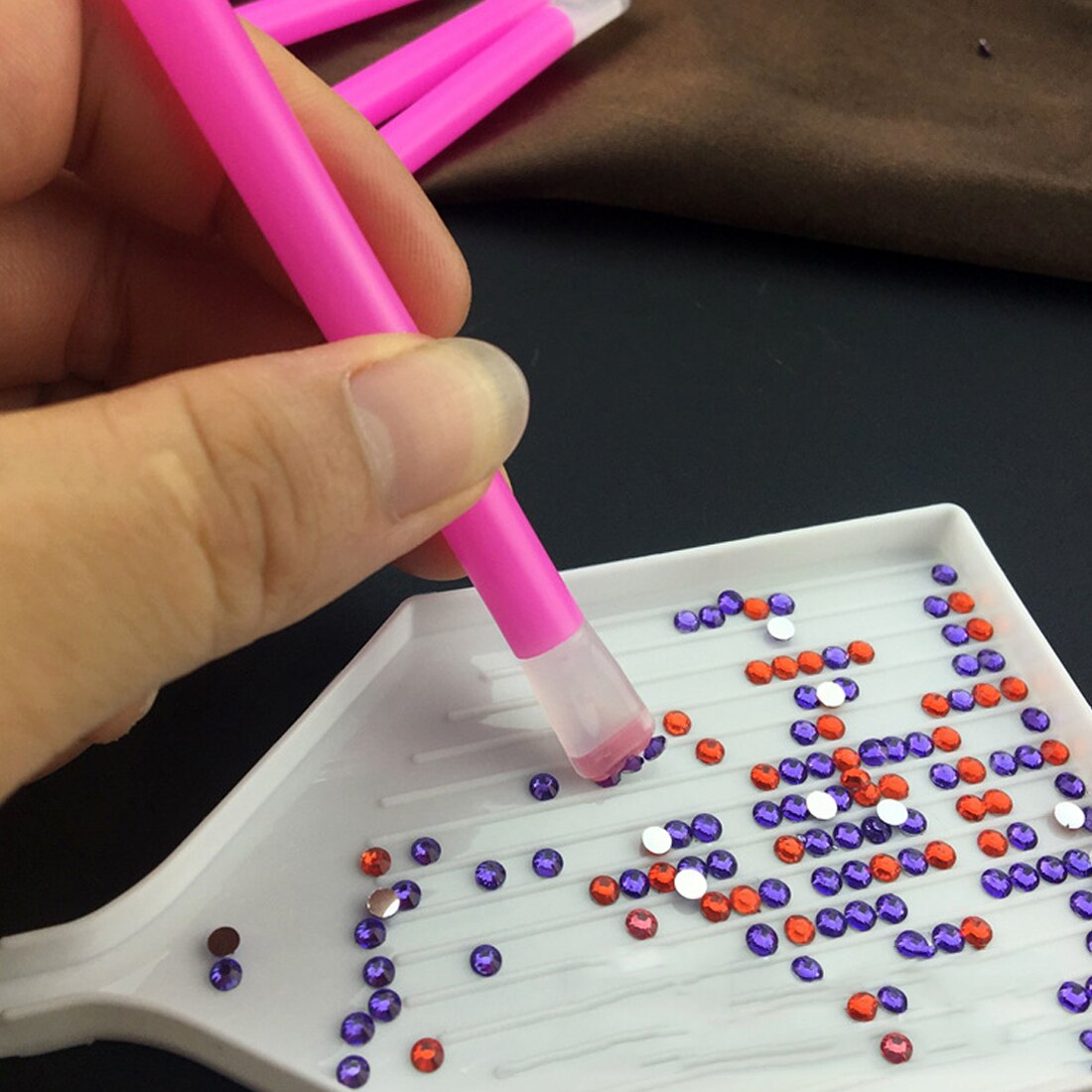 5 Stks Dual-ended Nail Rhinestone Bead Picker Roze Gem Strass Picker Pen Puntjes Manicure DIY Nail Art Pick Up Tool