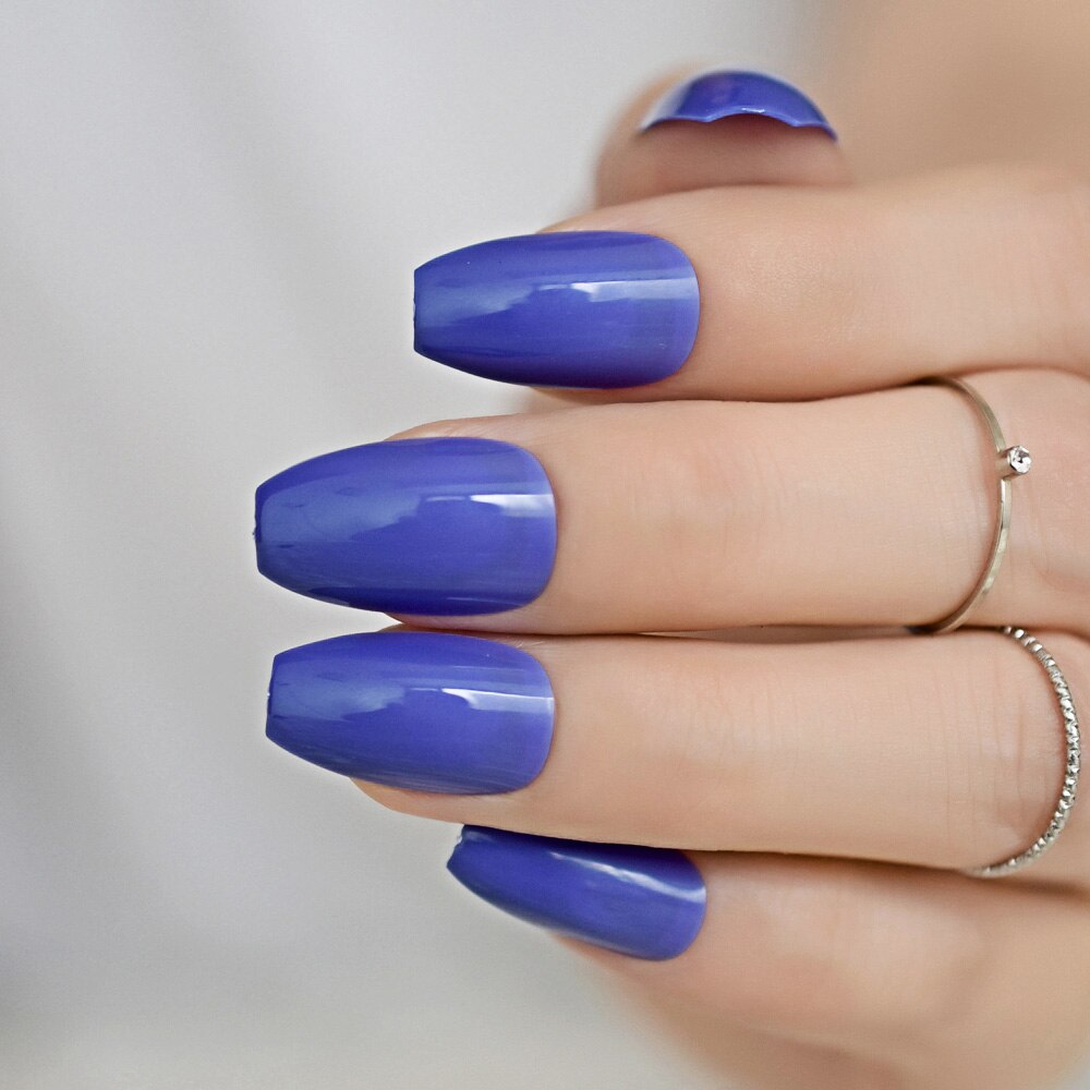 Blu ballerina Unghie Artistiche Punte False Falso Bara Unghie Forma Piatta Copertura Completa Artificiale manicure Della Decorazione di Usura di proprietà