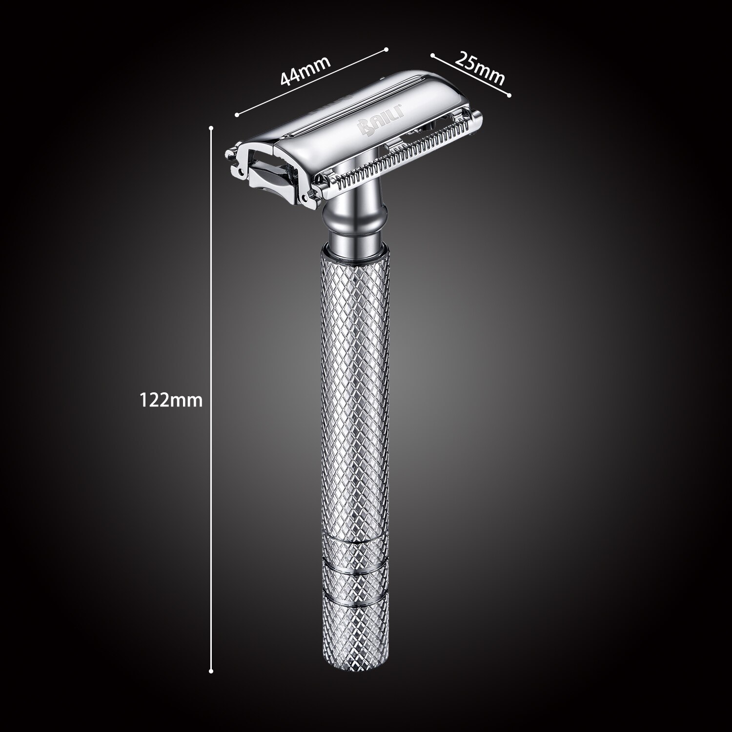 BAILI Butterfly TTO Long Handle Double Edge Safety Razor Wet Shaving for Men Women with 10 Platinum Blades Silver Black