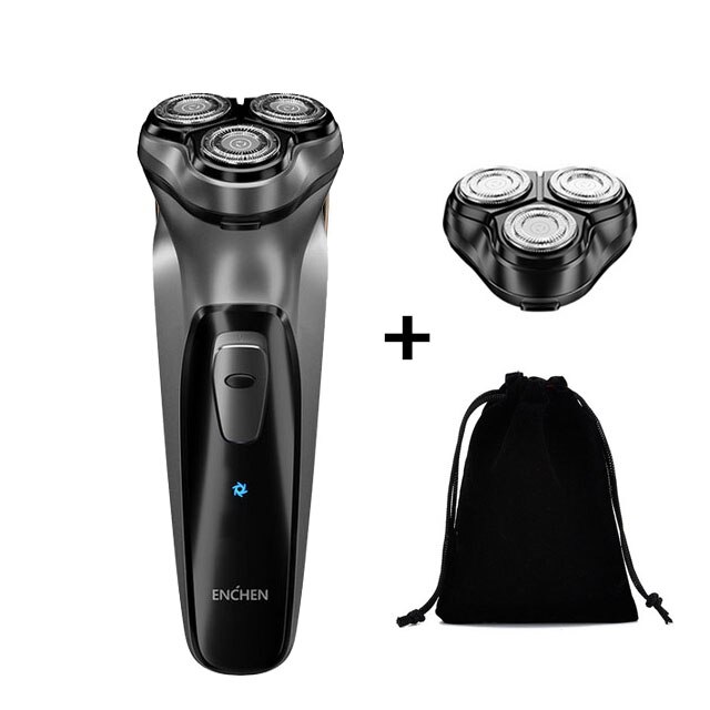 Rasoir électrique Enchen rasoir homme 3 lames lavable type-c tondeuse à barbe Rechargeable machine de découpe rasoir électrique Portable: Silver set2