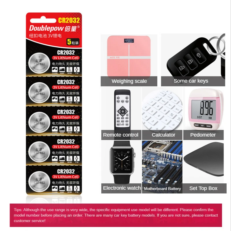 Doublepow CR2032 3V Lithium Cell Button bateria 2032 for Toys watch Car compaction Remote control Mercury free